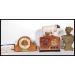 A collection of items to include a vintage style  walnut cased radio, a Smiths mantel clock, a