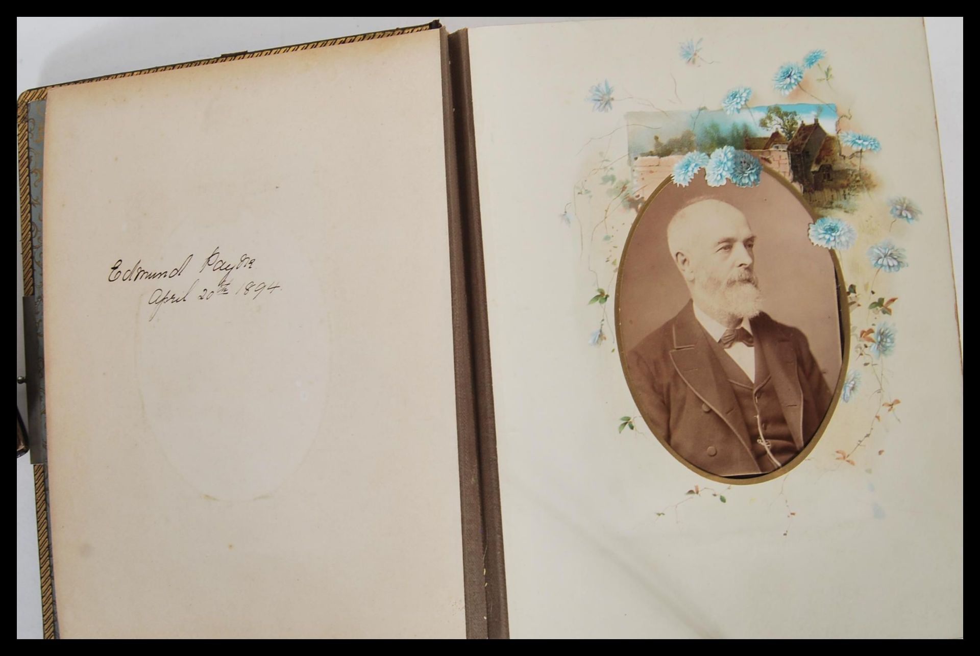 A 19th Century Victorian photograph album bound in brown leather with gilt edging, mostly containing - Bild 6 aus 10