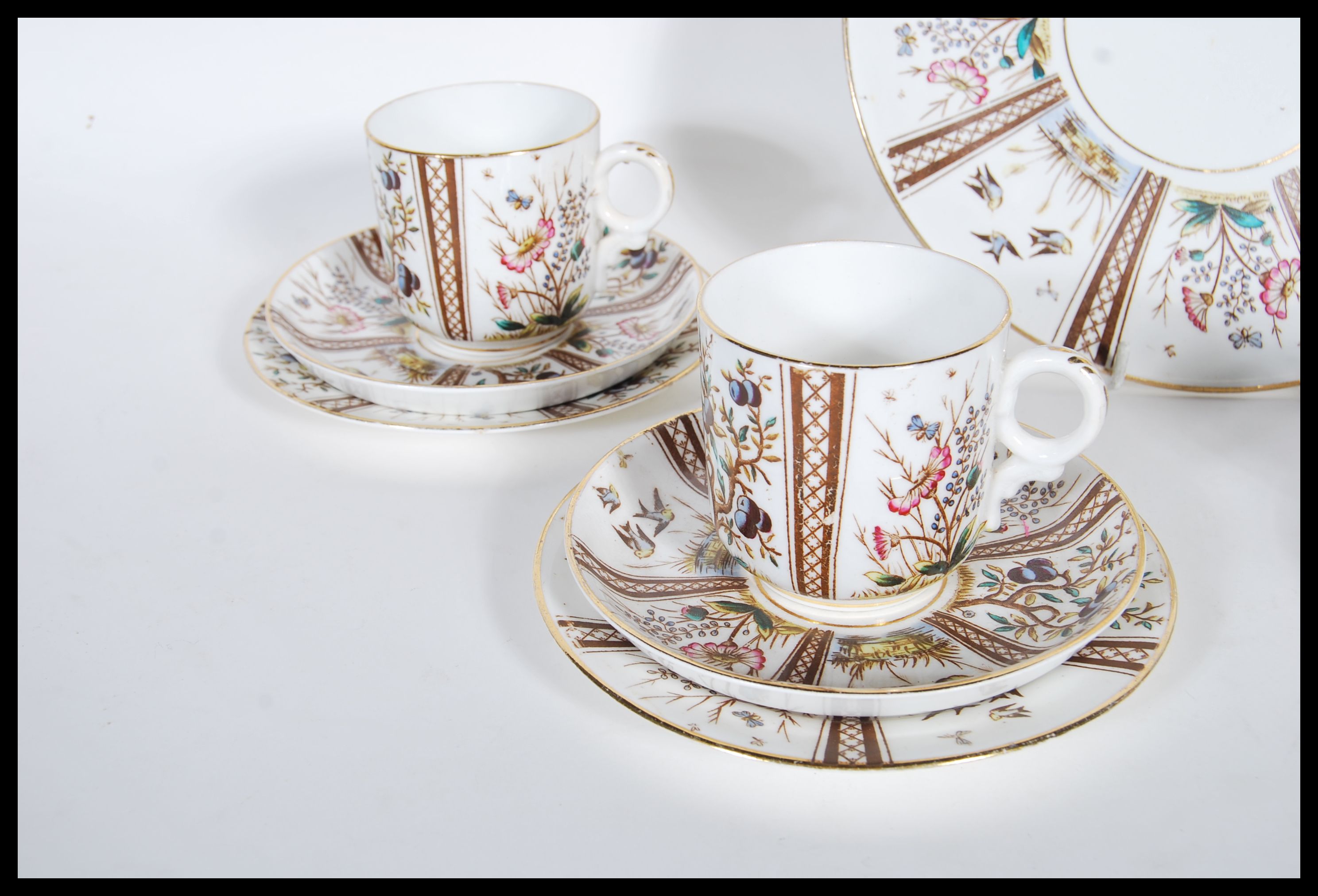 A 19th Century Victorian breakfast tea set having a transfer printed summer related pattern - Image 2 of 5