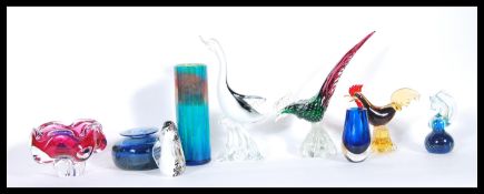 A collection of 20th Century studio glass wares to include examples by M'Dina, Avondale glass,