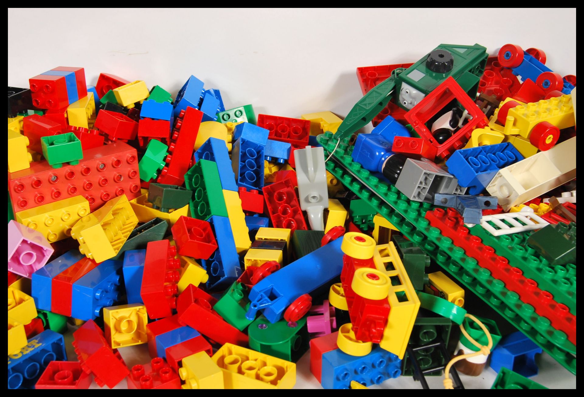 A collection of retro Duplo lego style building lots together with building pads and figures. - Image 3 of 8