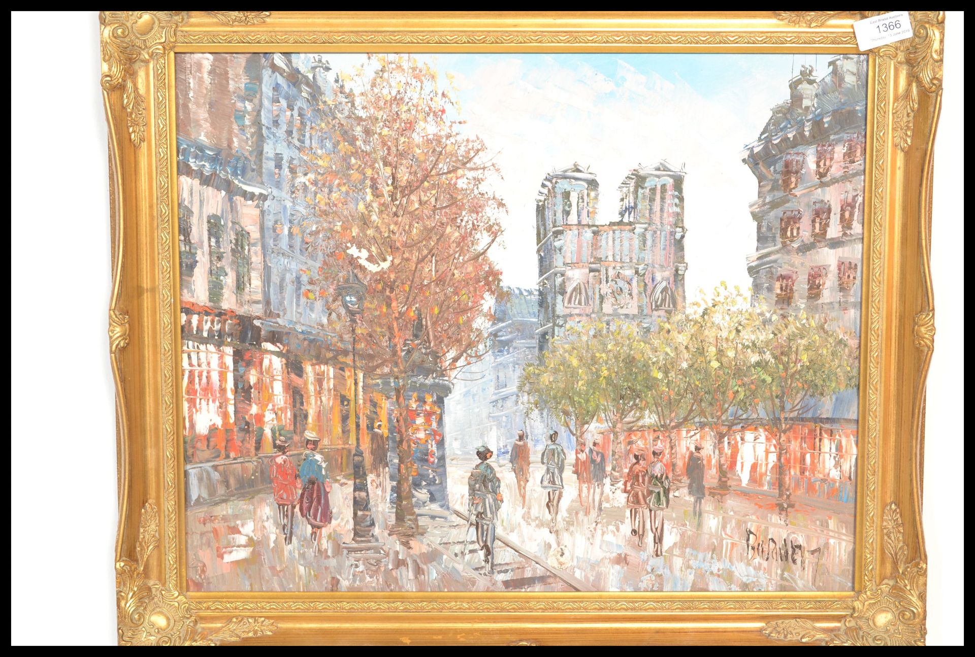 Burnett - A 20th Century oil on canvas painting depicting an Edwardian Parisian street scene, set - Bild 2 aus 5