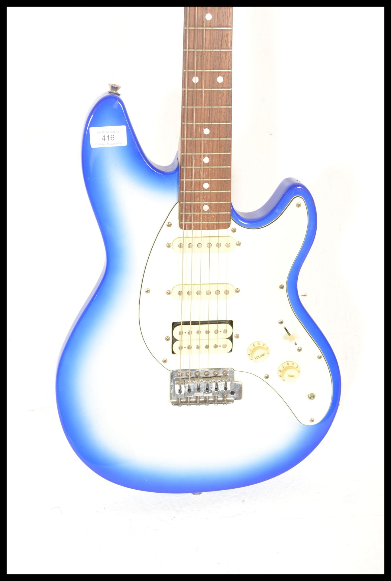 An Aria Nextar six-string STG Series electric guitar, sky blue sunburst body with white scratch - Bild 3 aus 4