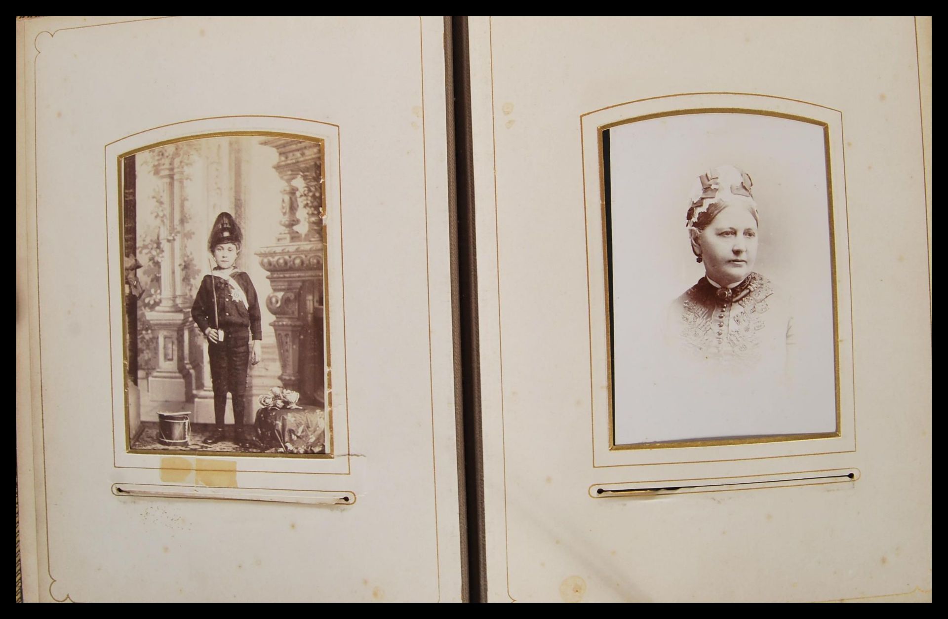 A 19th Century Victorian photograph album bound in brown leather with gilt edging, mostly containing - Bild 7 aus 10