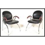 A superb pair of 20th century retro vintage Bauhaus / Thonet inspired designer armchairs