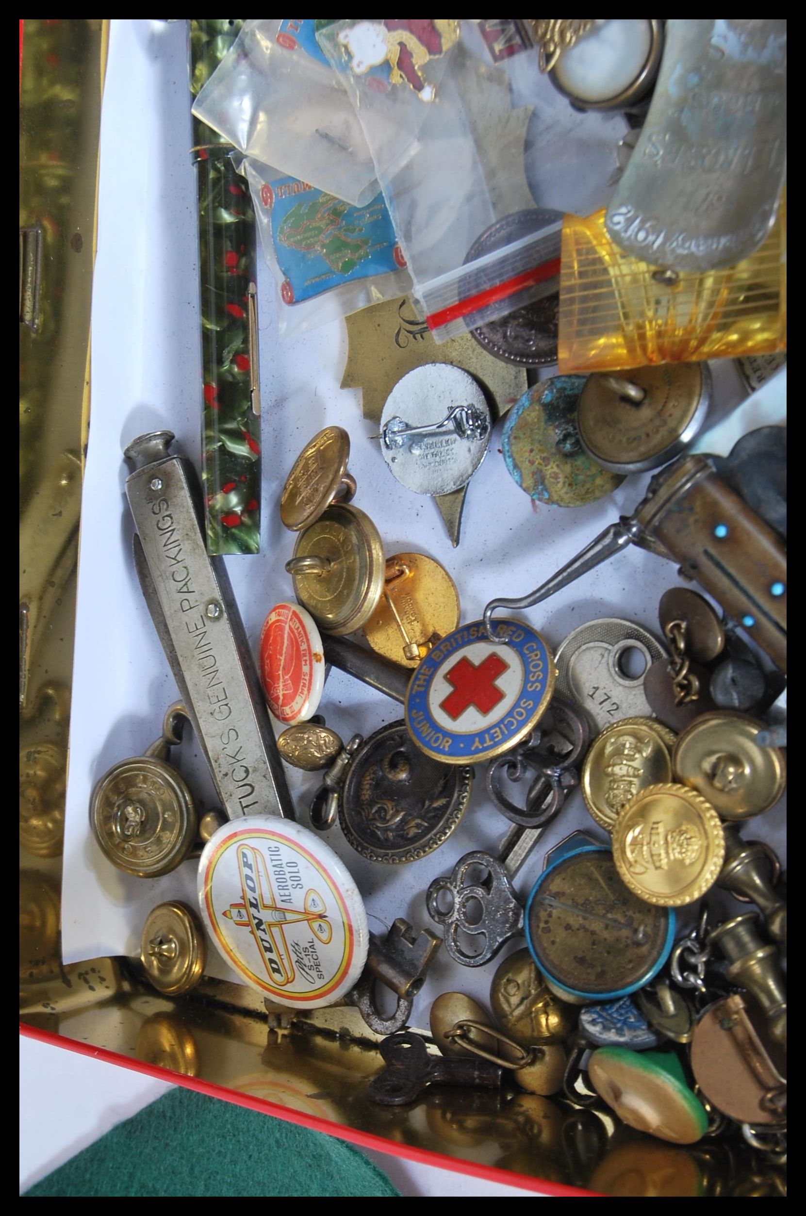 A good collection of vintage curios, the items to include buttons ( some war related ) cufflinks, - Image 5 of 9
