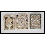 A group of three 19th Century Victorian mother of pearl and abalone ladies calling card cases,