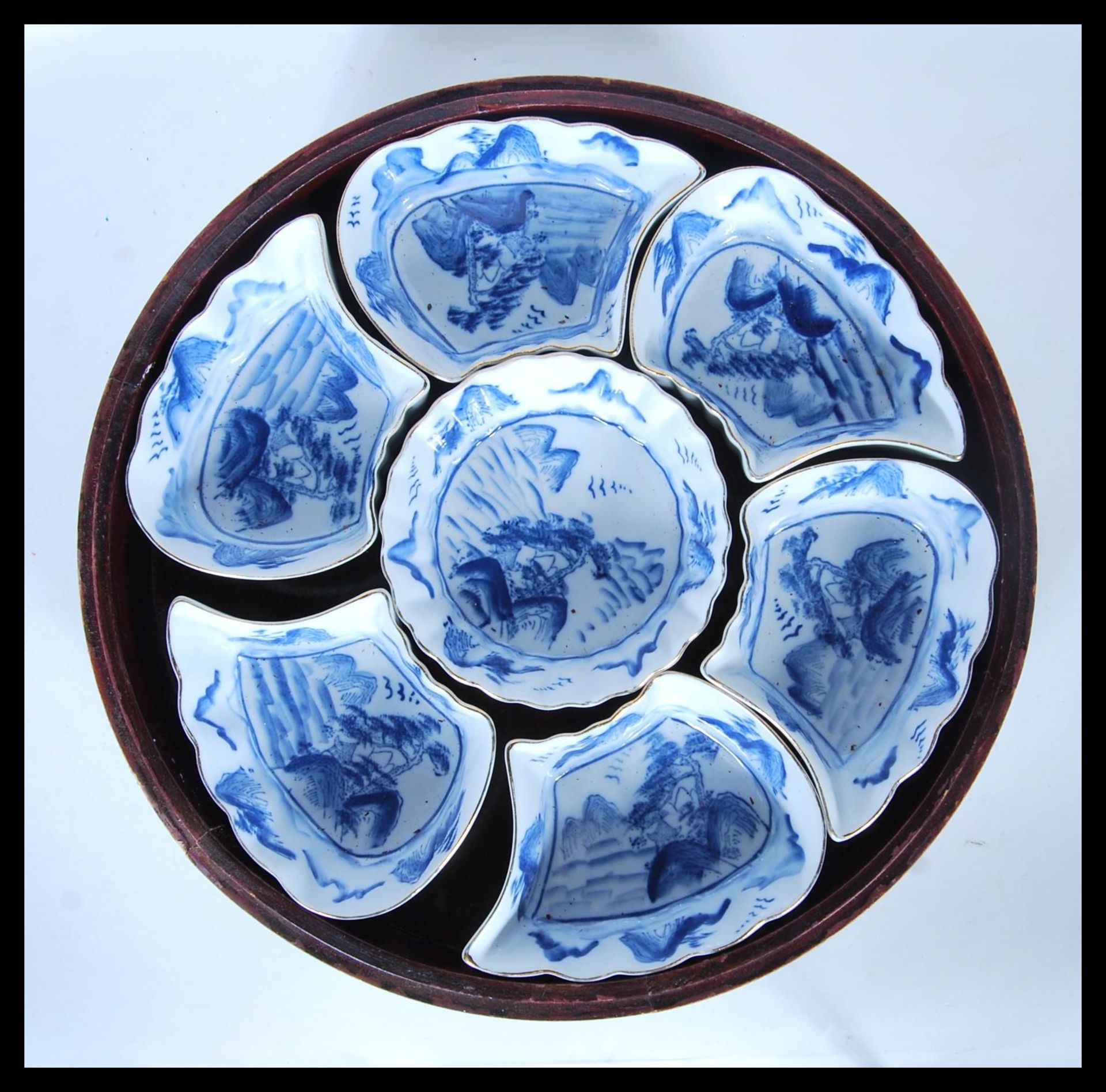 A 20th Century Chinese lazy Susan consisting of a round lidded wooden box with rotating base below - Image 4 of 4