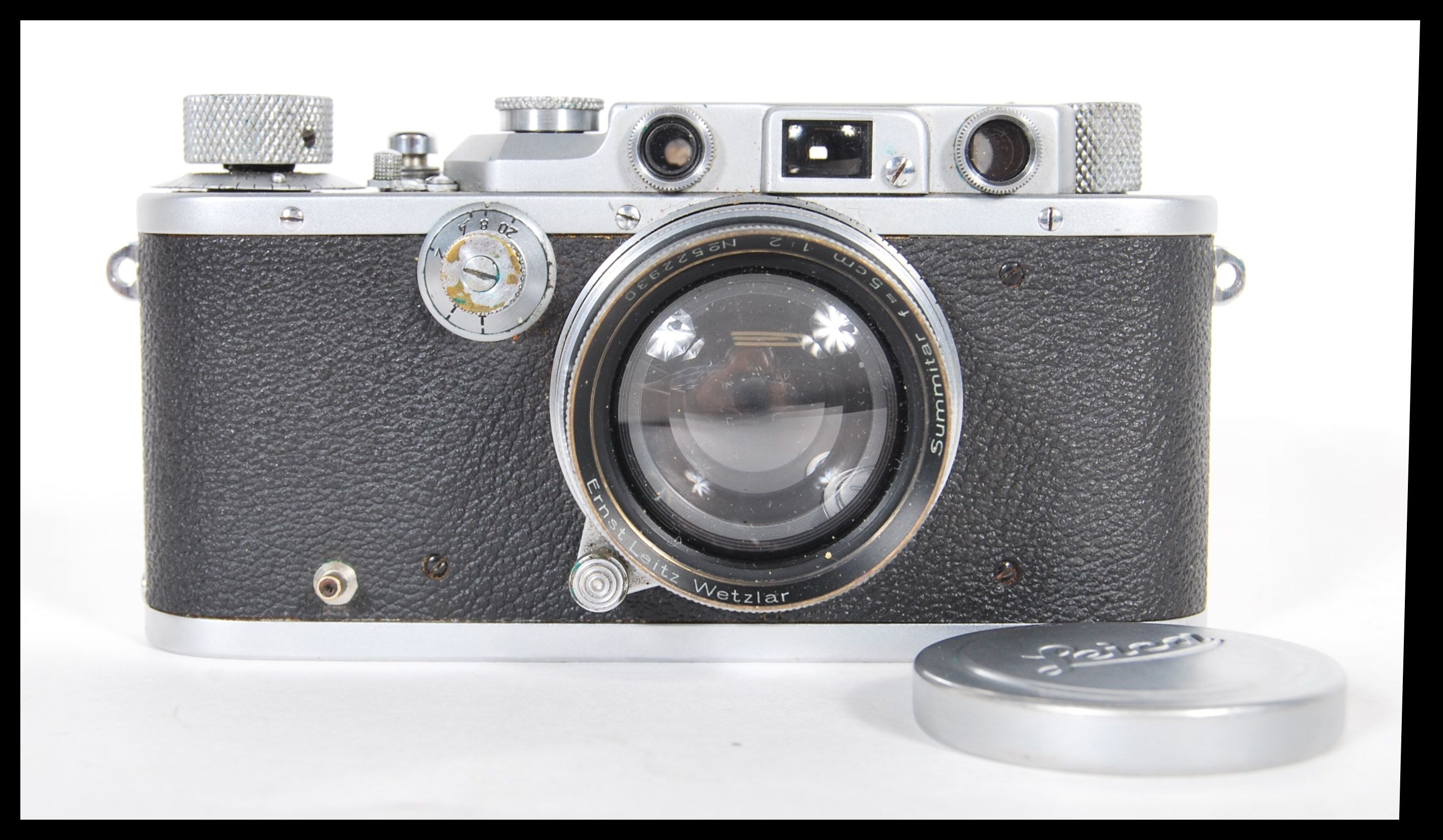 A Leica lll D.P.R Rangefinder chrome camera by Ernst Leitz Wetzlar Germany, Serial number 343924.