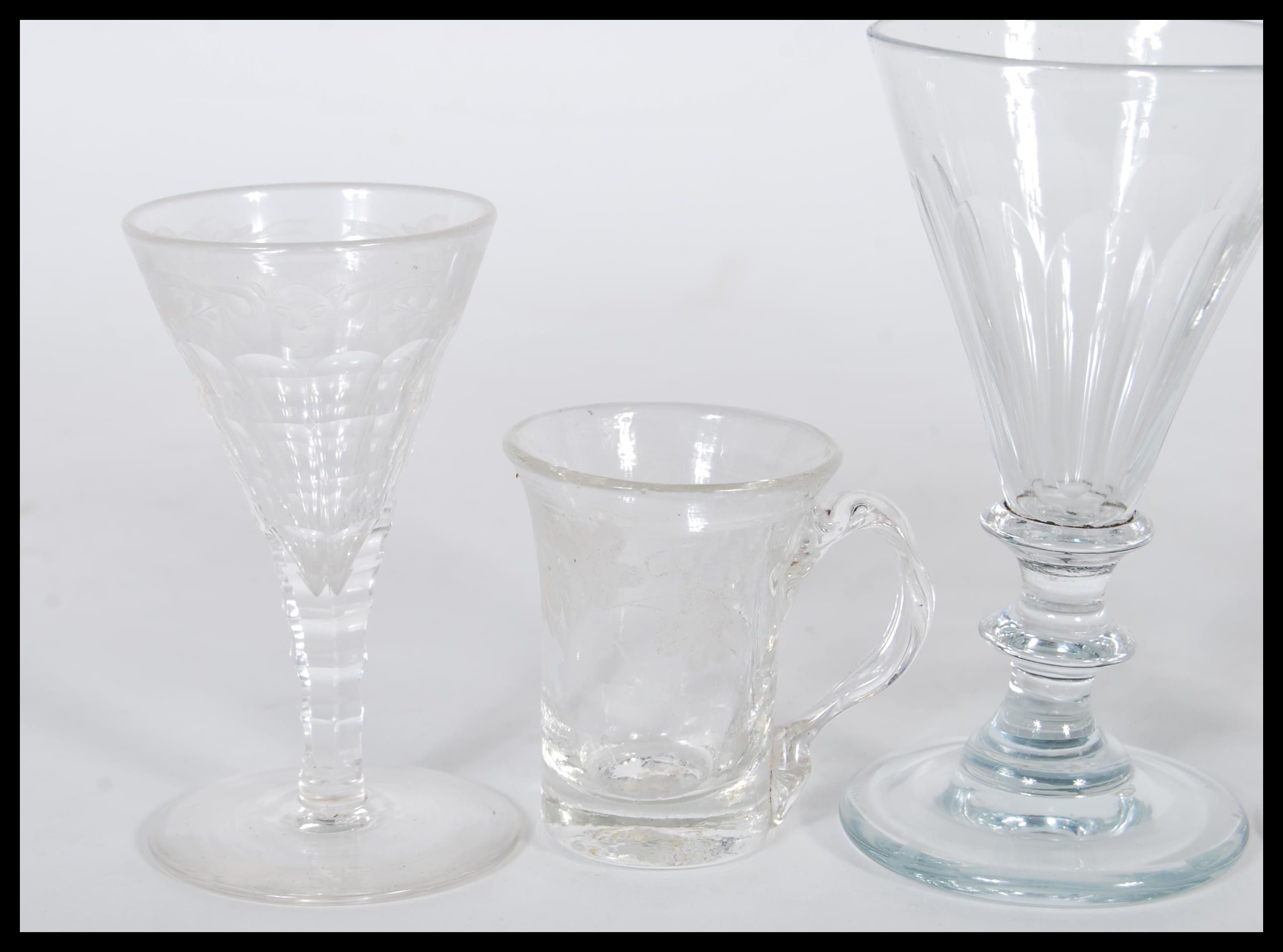 A collection of 18th and 19th century Georgian drinking glasses to include a trumpet bowl example on - Image 2 of 9
