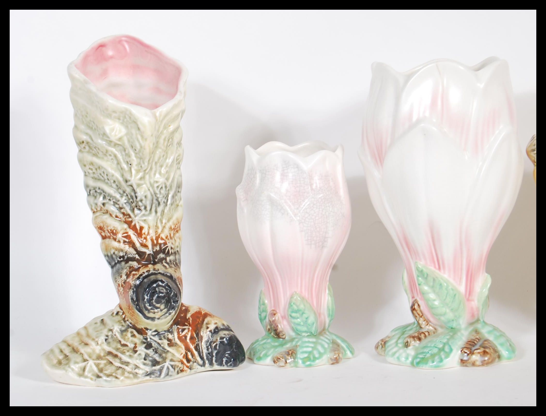 A group of six 20th Century Sylvac vases to include two Magnolia vases in pink and white, with - Image 2 of 10