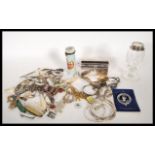 A small collection of silver and costume jewellery with other items to include silver rings, bangles