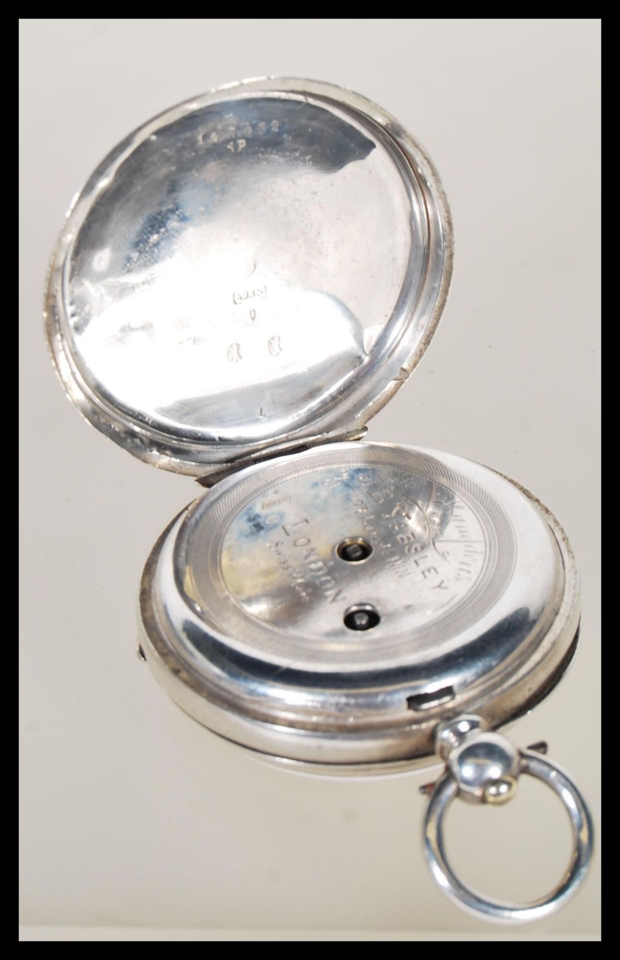 An early 20th century 935 silver Swiss pocket watch  being marked for JB Yabsley of London. Open - Image 4 of 7