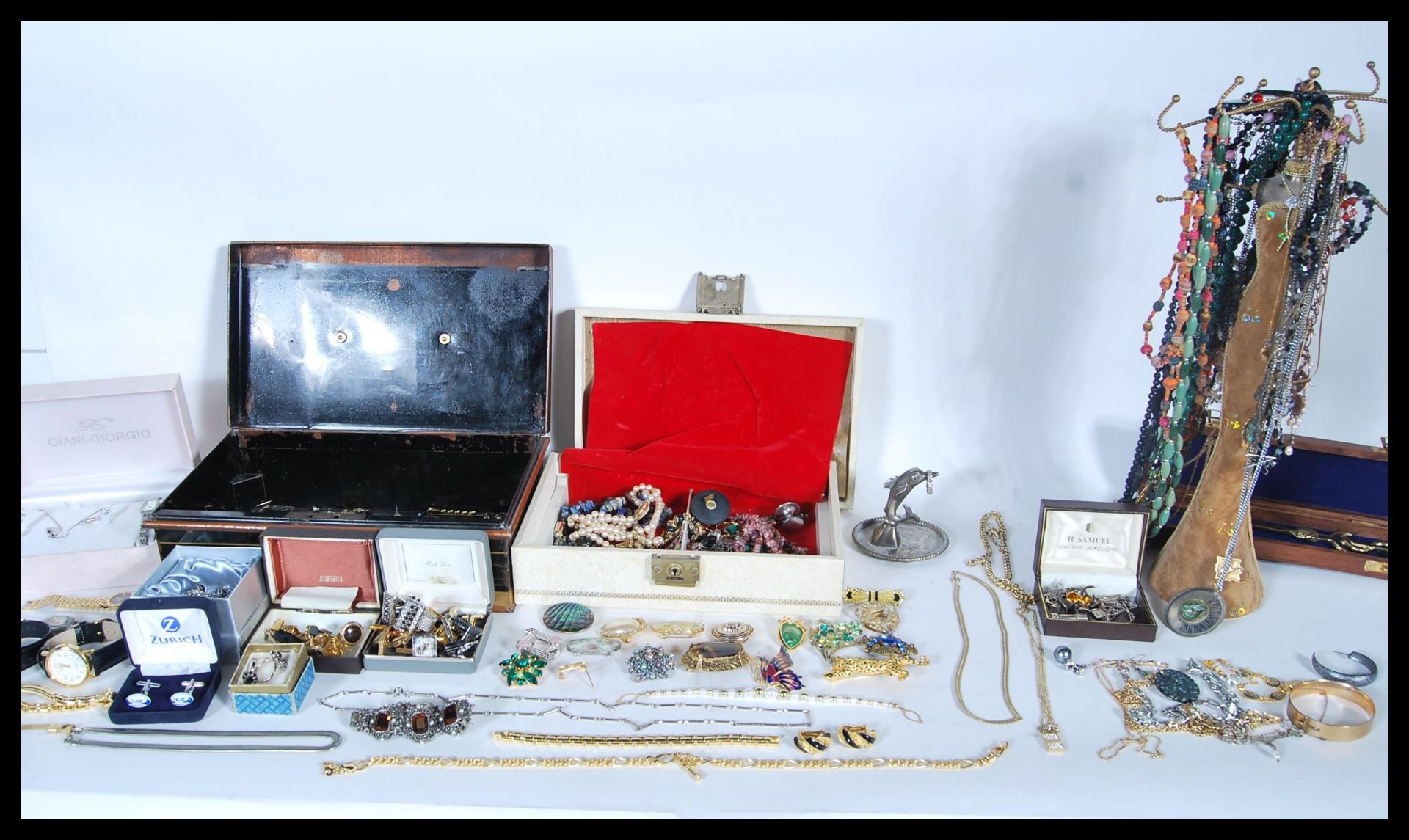 A collection vintage and later costume jewellery, bracelets, bangles, necklaces, rings, pendants,