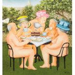 Beryl Cook (1926-2008) - Tea in the Garden coloured limited edition print signed in pencil by the