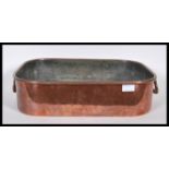 A 19th Century Victorian copper bain marie kitchen cooking tray having domed handles to either end.