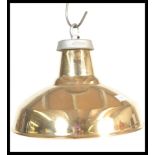 Light Shades - A 20th Century vintage retro industrial factory style pendant lampshade having a gilt