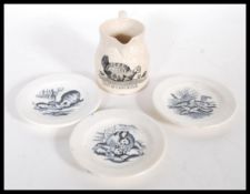 A group of four 19th Century Staffordshire nursery pottery items to include three transfer printed