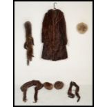 A group of early 20th Century Vintage Furs to include, a full length dark brown coat having silk