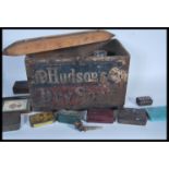 A vintage 20th Century advertising transportation wooden box with notation for Hudson's soap