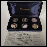 A collection of six silver 1993 Queen Elizabeth II coronation anniversary commemorative crowns set