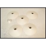 Light Shades - A group of five retro industrial factory style UFO form lampshades having white