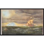 Peter Gough b. 1945 -  a water colour painting on paper depicting a sailing ship in arctic seas with