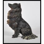 An 19th Century Austrian cold painted cast bronze inkwell in the form of a collie dog having a