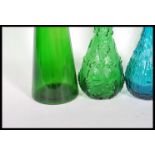 Empoli glass - A group of four vintage retro Genie bottle decanters to include two green bottles