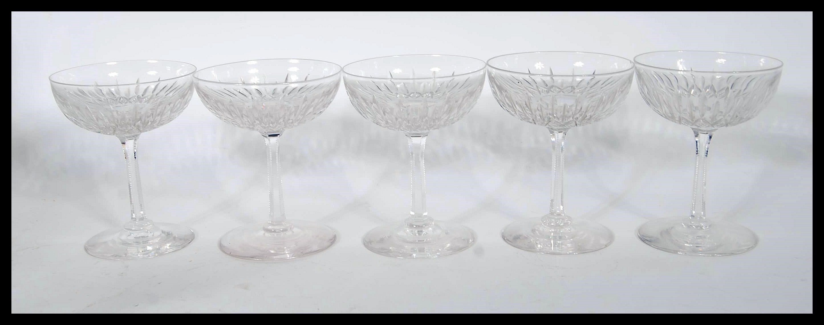 A collection of 19th century / early 20th century champagne glasses, the bowls set on tall stems - Image 5 of 5