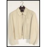 Mulberry - An original short ladies cream Ecru leather jacket / coat by Mulberry, having pleated