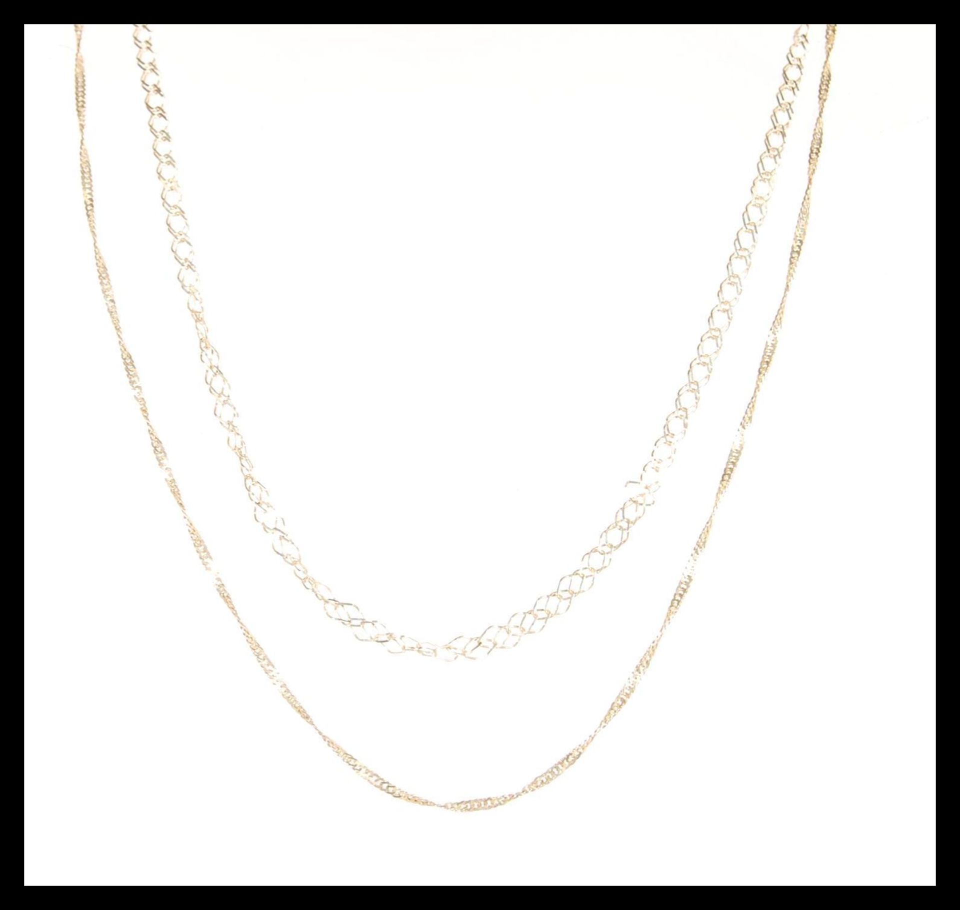 Two stamped 375 9ct gold necklace chains to include a fine link necklace chain along with a - Bild 2 aus 6