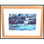 A framed limited edition Rolf Harris print on paper entitled 'Canadian Mountain Shack' depicting a