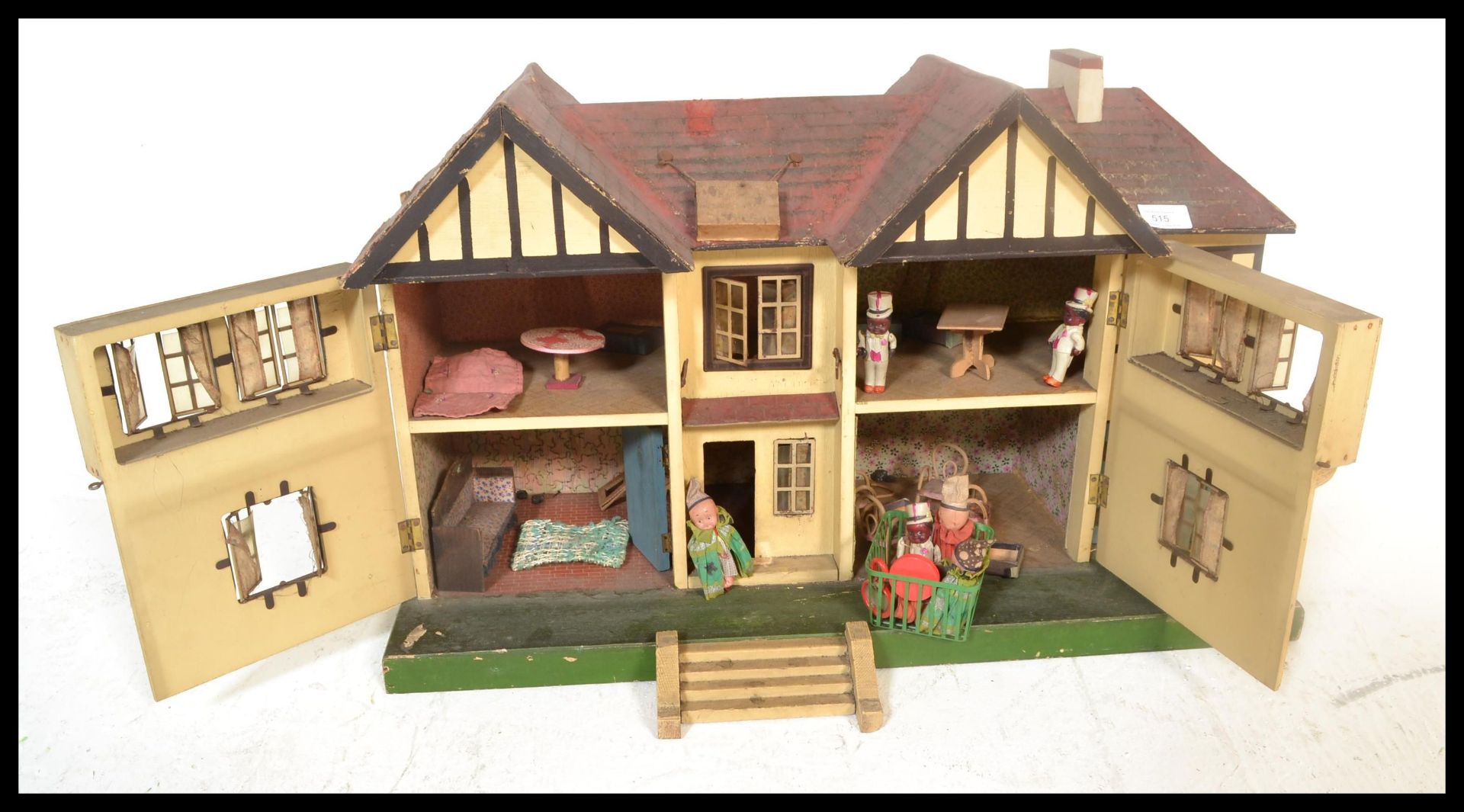 A vintage mid 20th Century dolls house possibly by Triang, the detached house opening from the - Bild 2 aus 7