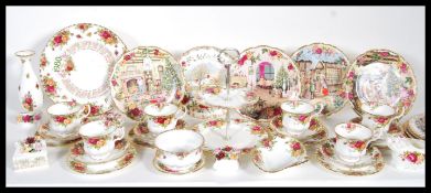 A Royal Albert Old Country Roses tea service consisting of cups, saucers, side plates, sugar bowl