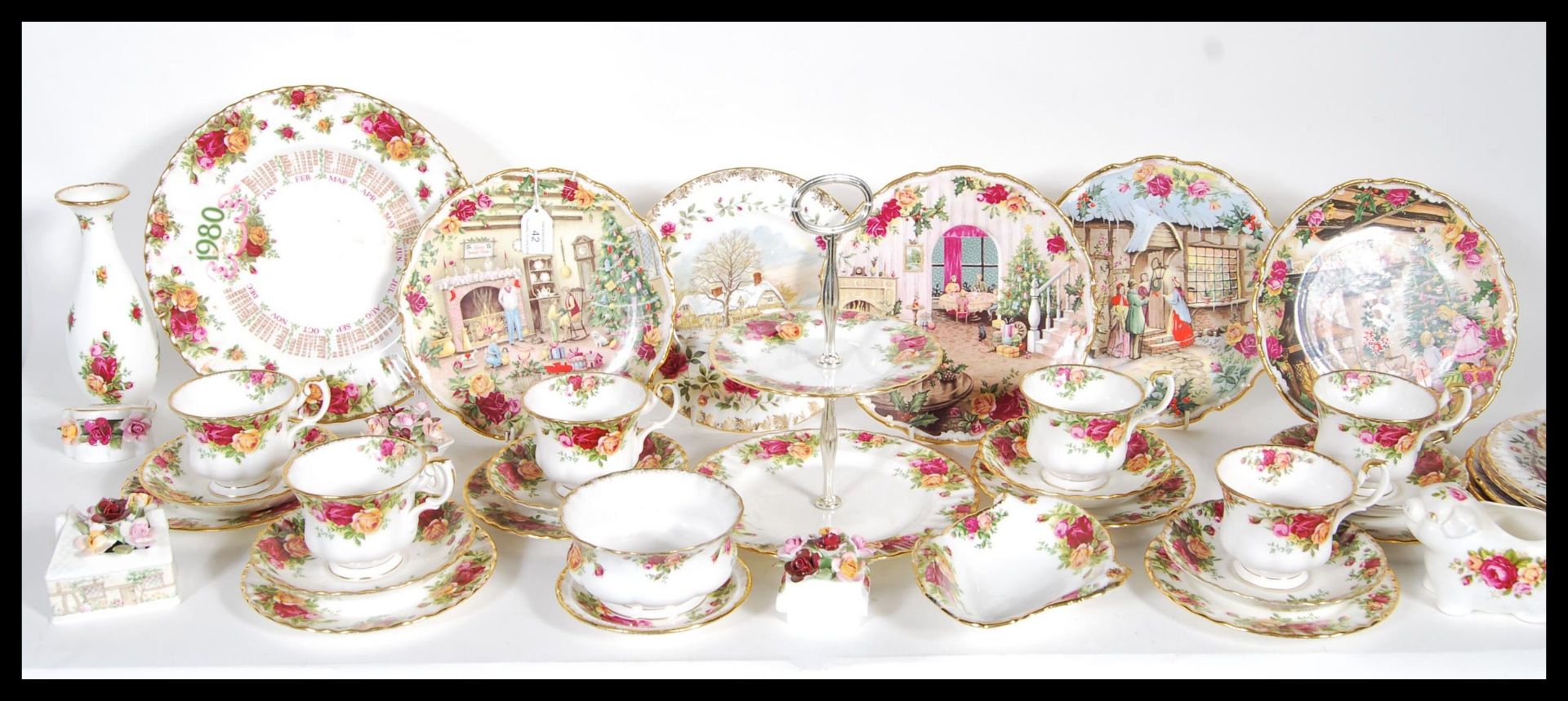 A Royal Albert Old Country Roses tea service consisting of cups, saucers, side plates, sugar bowl