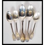 A collection of 19th Century Victorian silver hallmarked spoons to include two Joseph & Albert