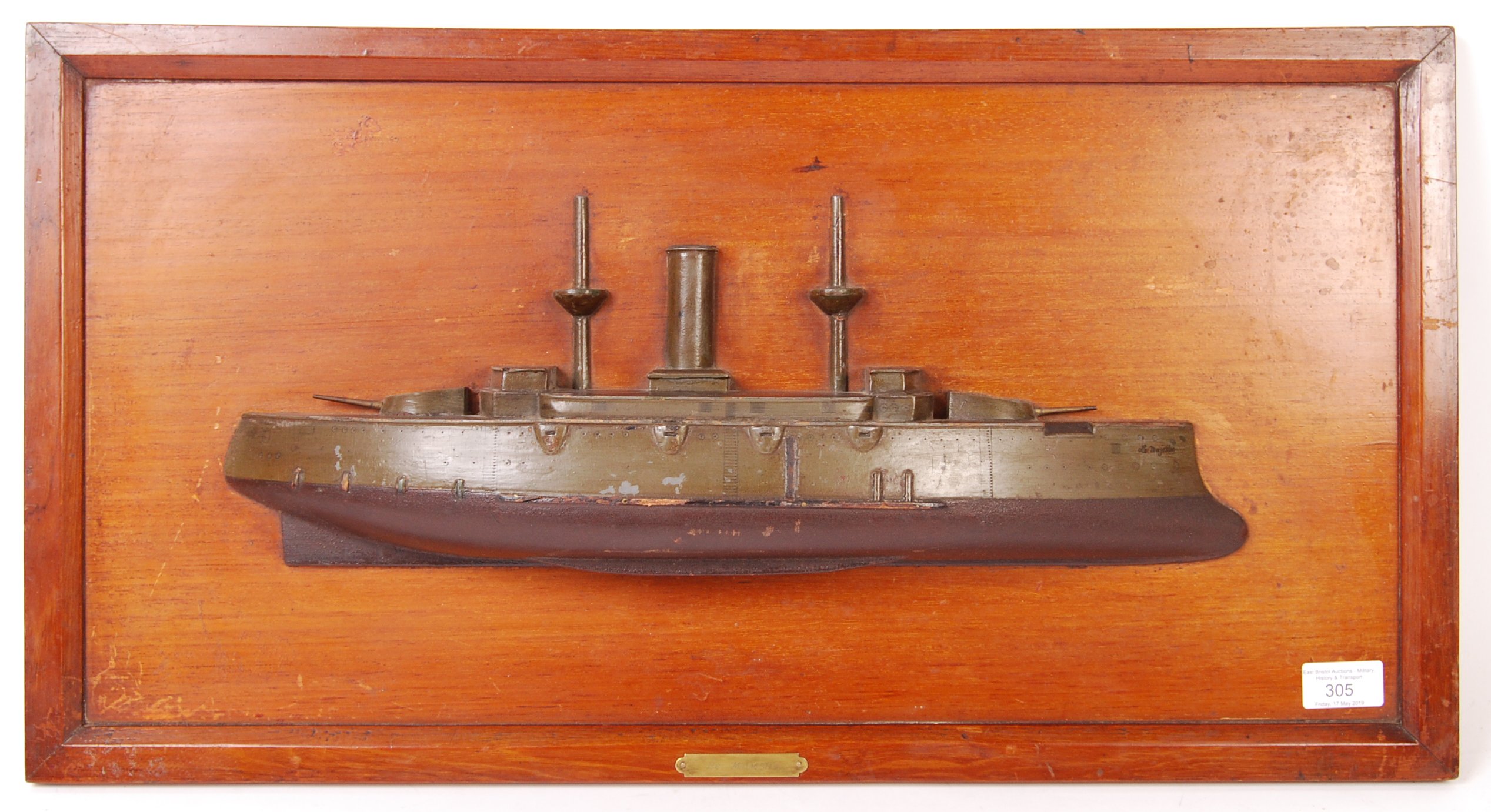 RARE WWI FRENCH HALF BLOCK MODEL OF AN IRONCLAD BATTERY