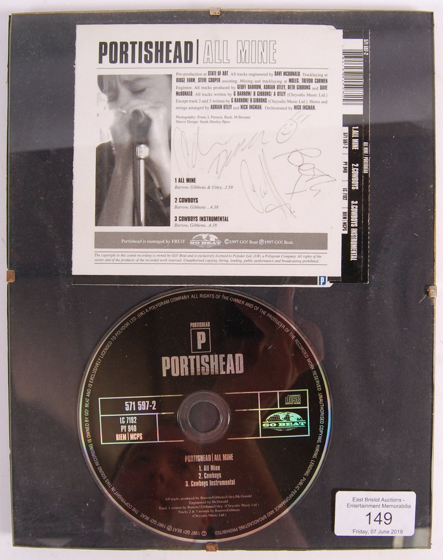 PORTISHEAD - ' ALL MINE ' BAND SIGNED / AUTOGRAPHED CD