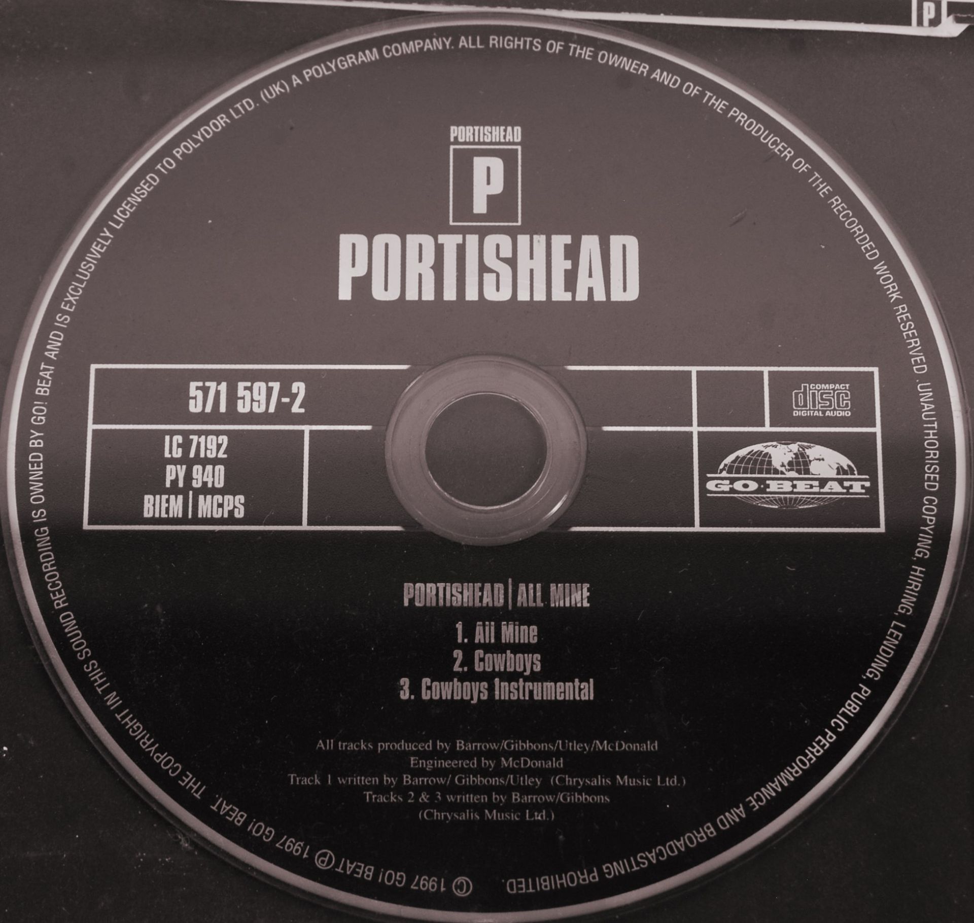 PORTISHEAD - ' ALL MINE ' BAND SIGNED / AUTOGRAPHED CD - Image 3 of 3