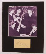 ALMA COGAN WITH THE BEATLES MOUNTED AUTOGRAPH PRESENTATION