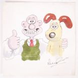 WALLACE & GROMIT AARDMAN ANIMATIONS NICK PARK WATERCOLOUR SIGNED