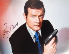 ROGER MOORE - JAMES BOND 007 - SIGNED 16X12" PHOTOGRAPH
