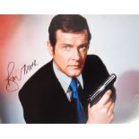 ROGER MOORE - JAMES BOND 007 - SIGNED 16X12" PHOTOGRAPH