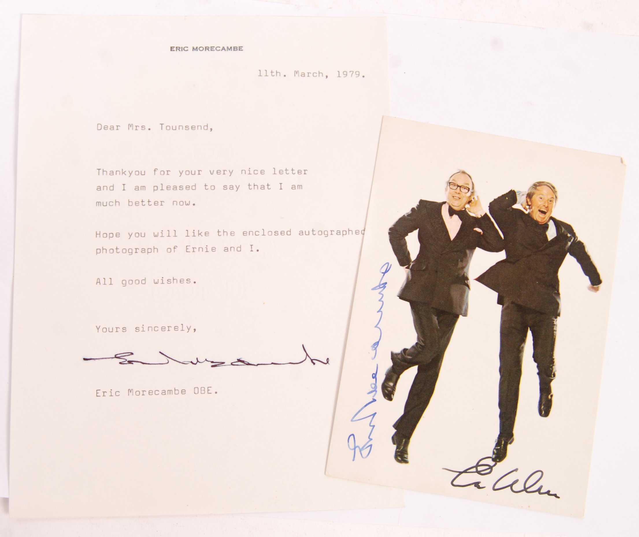 MORECAMBE & WISE - ORIGINAL SIGNED PUBLICITY PHOTOGRAPH