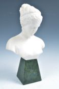 A 19TH CENTURY WHITE MARBLE BUST OF A CLASSICAL MA