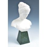 A 19TH CENTURY WHITE MARBLE BUST OF A CLASSICAL MA