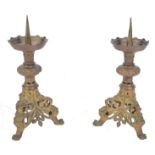 A PAIR OF 18TH CENTURY ITALIAN BRONZE ALTAR PRICKE