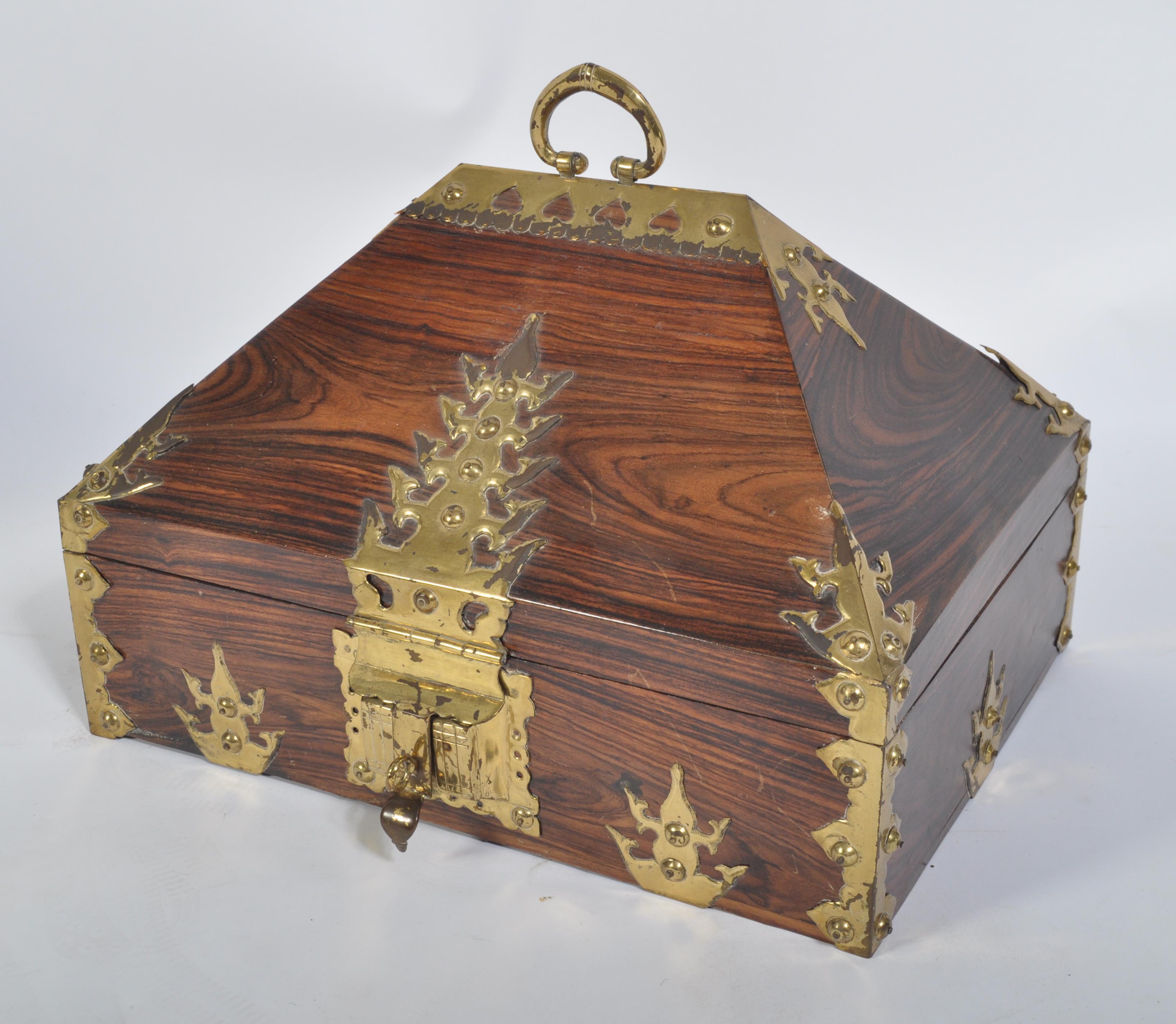 ANGLO INDIAN COLONIAL COROMANDEL WOOD & BRASS LARG - Image 2 of 9