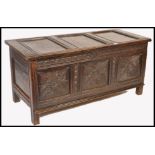 A 17TH/18TH CENTURY OAK GEOMETRIC COFFER